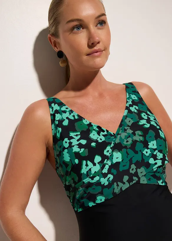 Maillot 1 pi&egrave;ce sculptant effet crois&eacute;, maintien mod&eacute;r&eacute;, bonprix