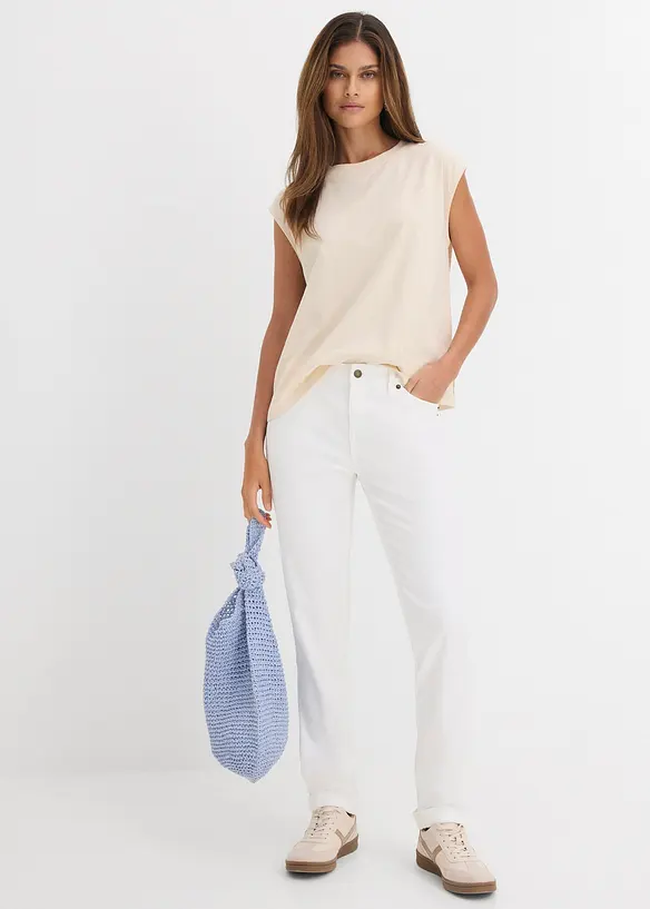 Jean droit taille mi-haute, extensible, bonprix