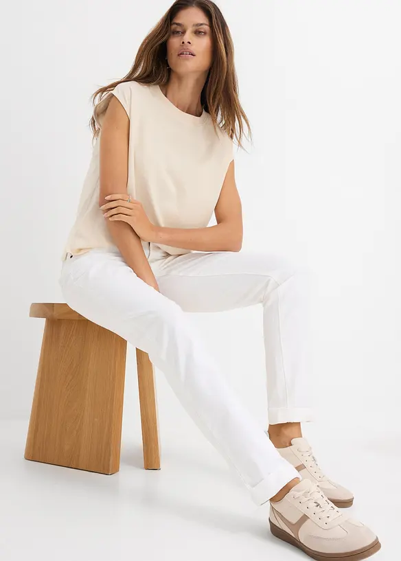 Jean droit taille mi-haute, extensible, bonprix