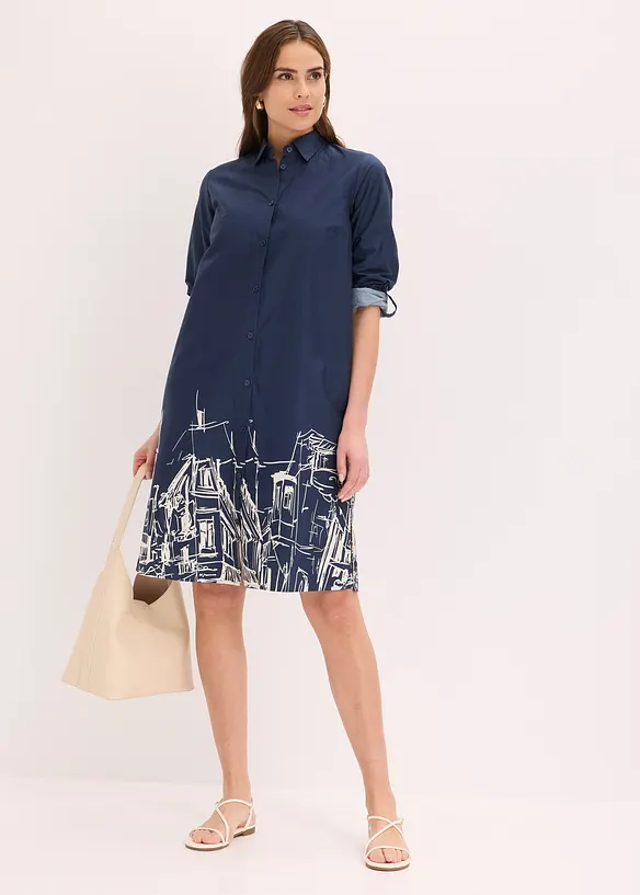 Hemdblusenkleid aus Baumwoll- Popeline, bonprix