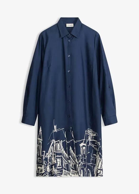 Hemdblusenkleid aus Baumwoll- Popeline, bonprix