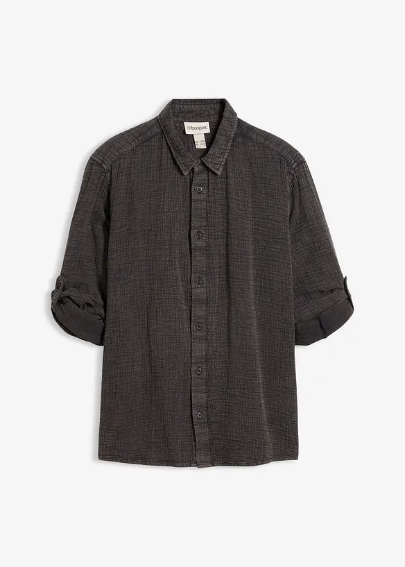 Chemise en gaze 100% coto, aspect d&eacute;lav&eacute;, bonprix