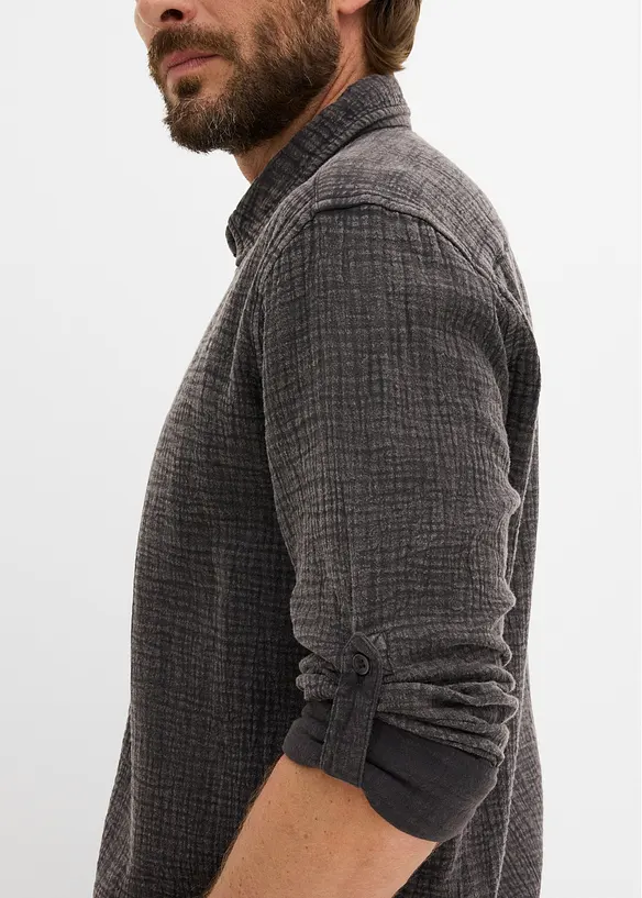 Chemise en gaze 100% coto, aspect d&eacute;lav&eacute;, bonprix