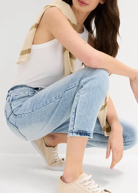 Mom-Jeans High Waist, Low Stretch cropped, bonprix