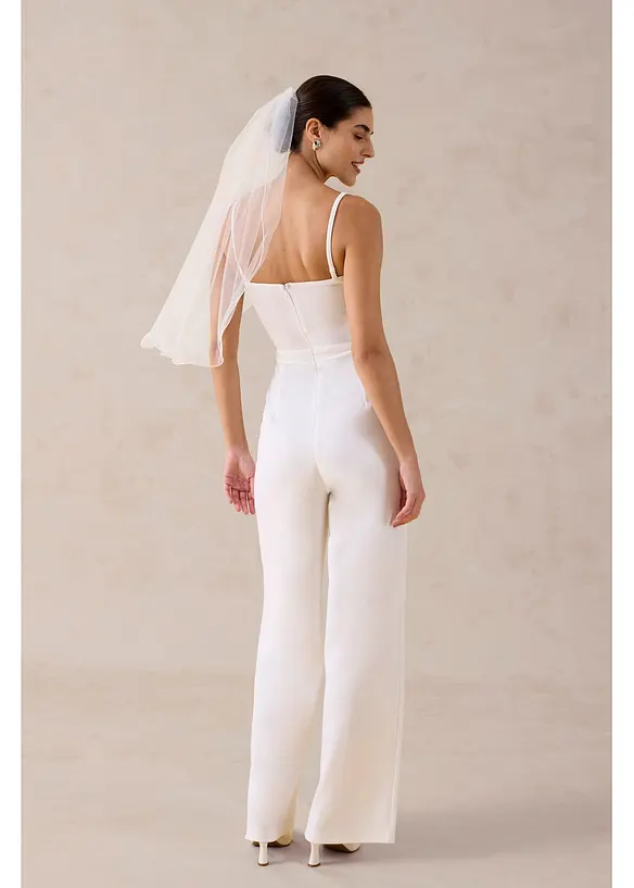 Overall aus strukturiertem Crepe mit Perlenstickerei, bonprix