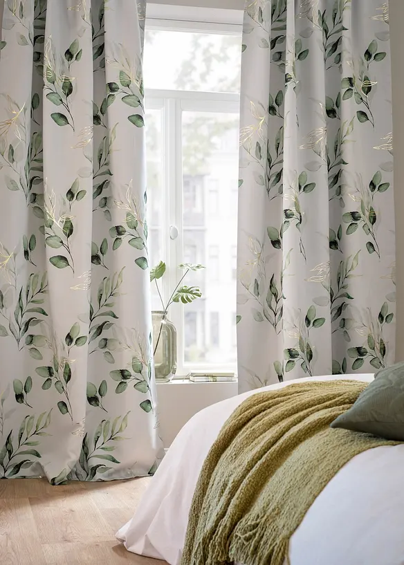 Abdunkelnder Vorhang mit floralem Glanz Druck (1er Pack), bonprix