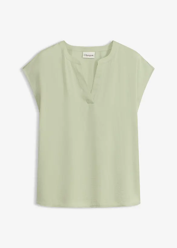 Blouse manches courtes ample en satin avec &eacute;paules descendues, bonprix