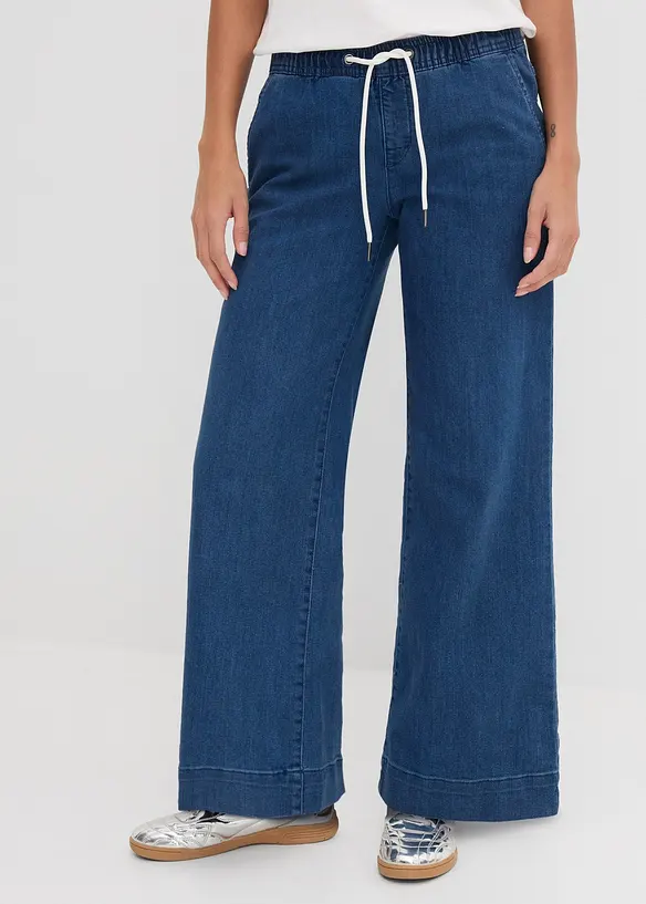 Wide Leg Jeans Mid Waist, Stretch, bonprix