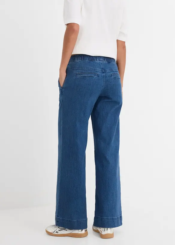 Wide Leg Jeans Mid Waist, Stretch, bonprix