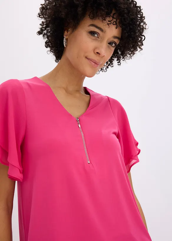 Shirt mit Chiffon&auml;rmeln, bonprix