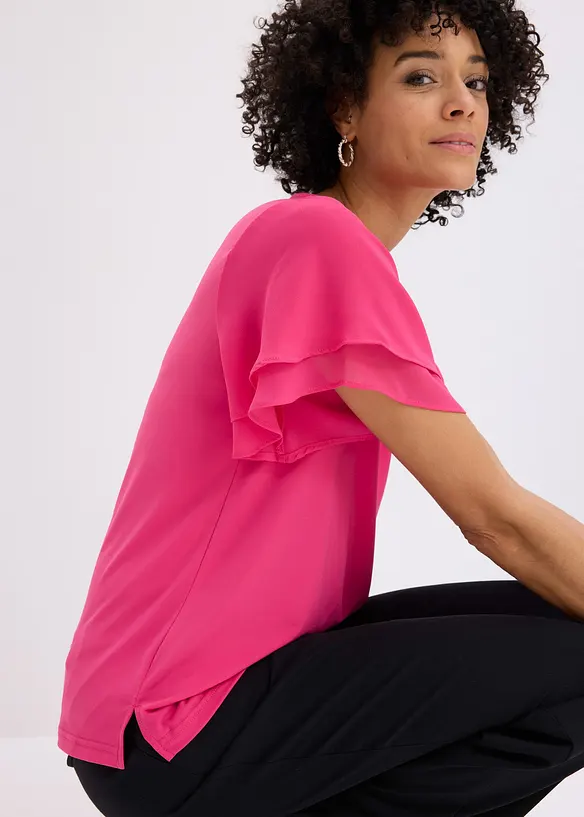 Shirt mit Chiffon&auml;rmeln, bonprix
