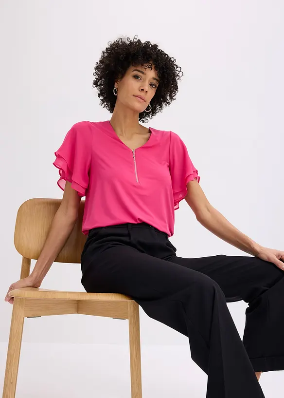 Shirt mit Chiffon&auml;rmeln, bonprix