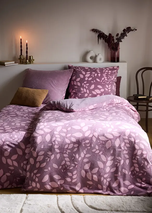 Parure de lit r&eacute;versible toucher cachemire, motif floral, bonprix