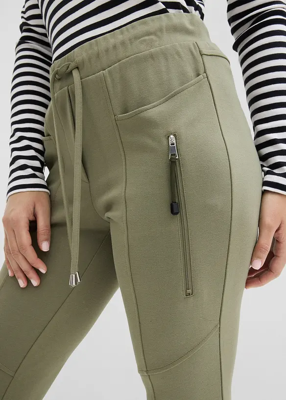 Pantalon &agrave; taille &eacute;lastiqu&eacute;e en Punto di Roma confortable, bonprix