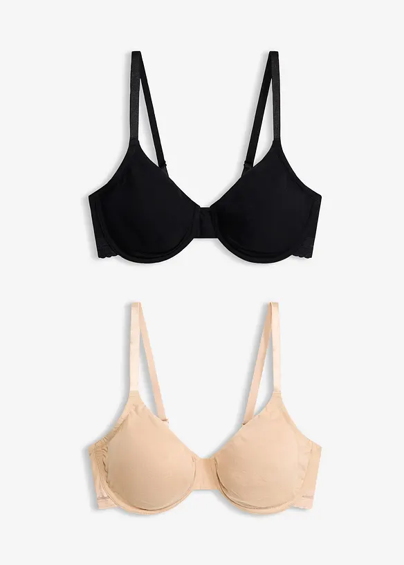 Unwattierter T-Shirt BH mit B&uuml;gel mit Bio-Baumwolle (2er Pack), bonprix