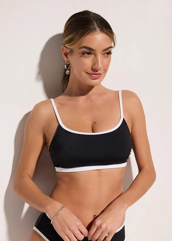 Bustier-Bikinioberteil mit wei&szlig;en Kontrastn&auml;hten, bonprix