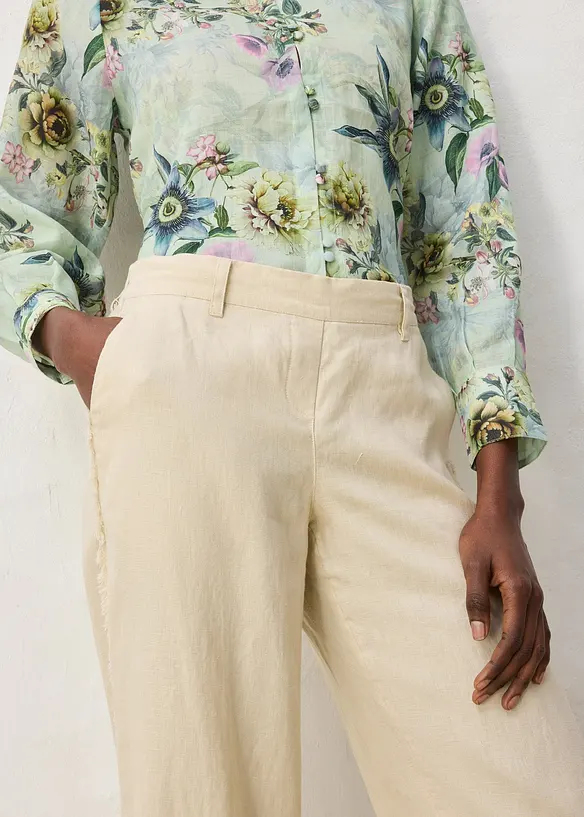 Leinenhose mit weitem Bein, bonprix