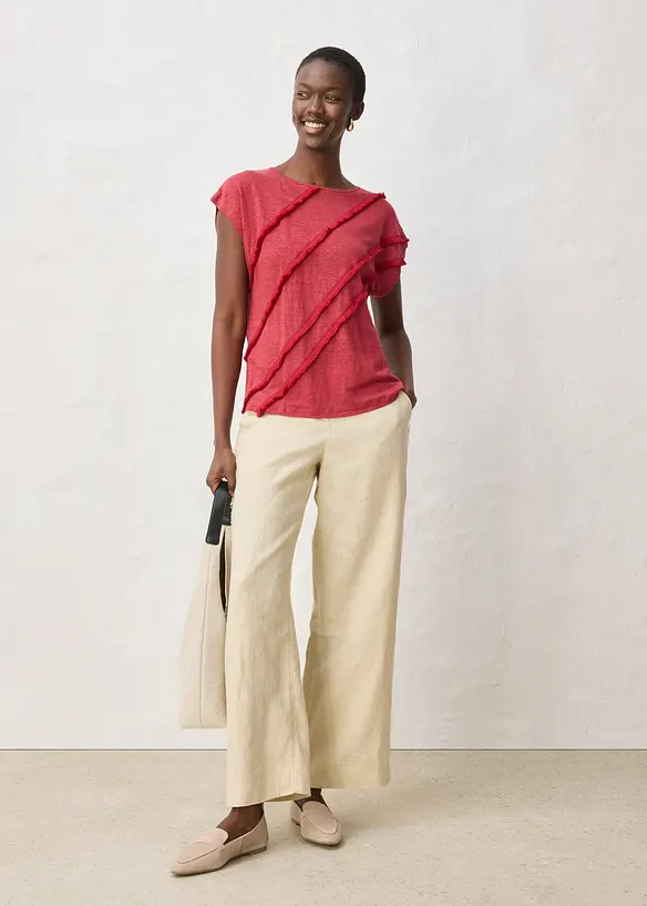 Shirt aus reinem Leinen mit Applikation, bonprix