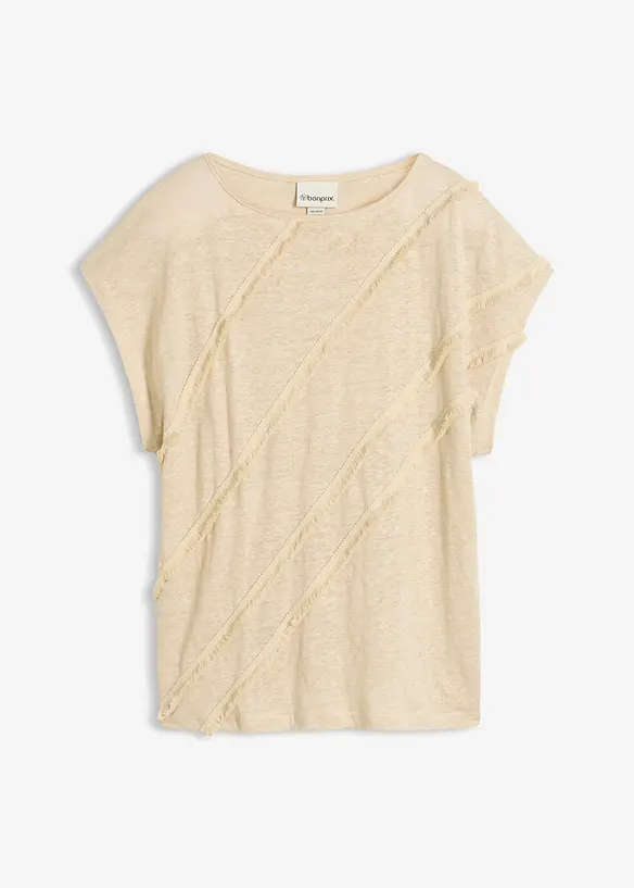 T-shirt 100% lin avec application, bonprix