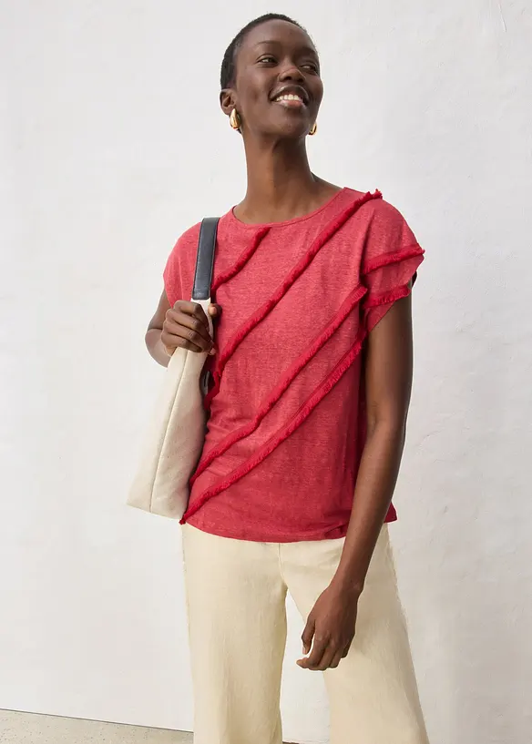 Shirt aus reinem Leinen mit Applikation, bonprix