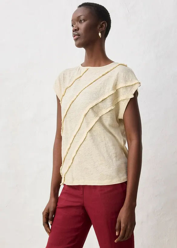 T-shirt 100% lin avec application, bonprix