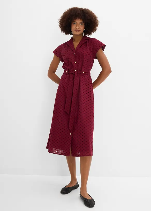 Hemdblusenkleid aus Lochspitze, bonprix