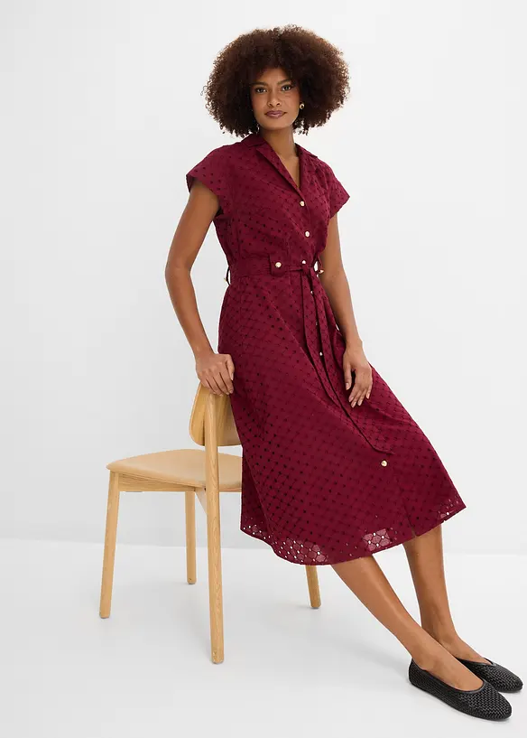 Hemdblusenkleid aus Lochspitze, bonprix