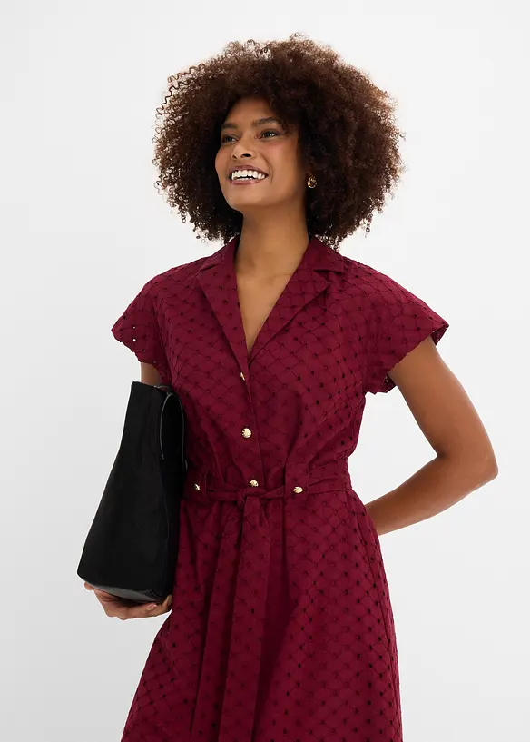 Hemdblusenkleid aus Lochspitze, bonprix