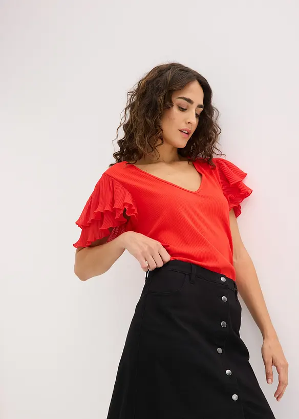 T-shirt &agrave; volants, bonprix