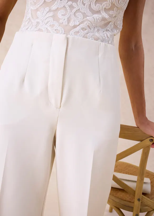 Pantalon large &agrave; pinces, bonprix