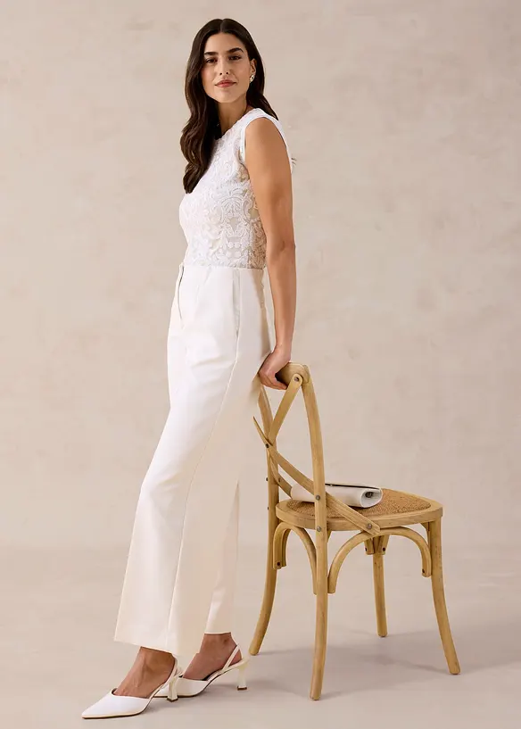 Pantalon large &agrave; pinces, bonprix