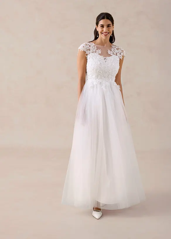 Brautkleid aus zartem T&uuml;ll mit Spitze, bonprix