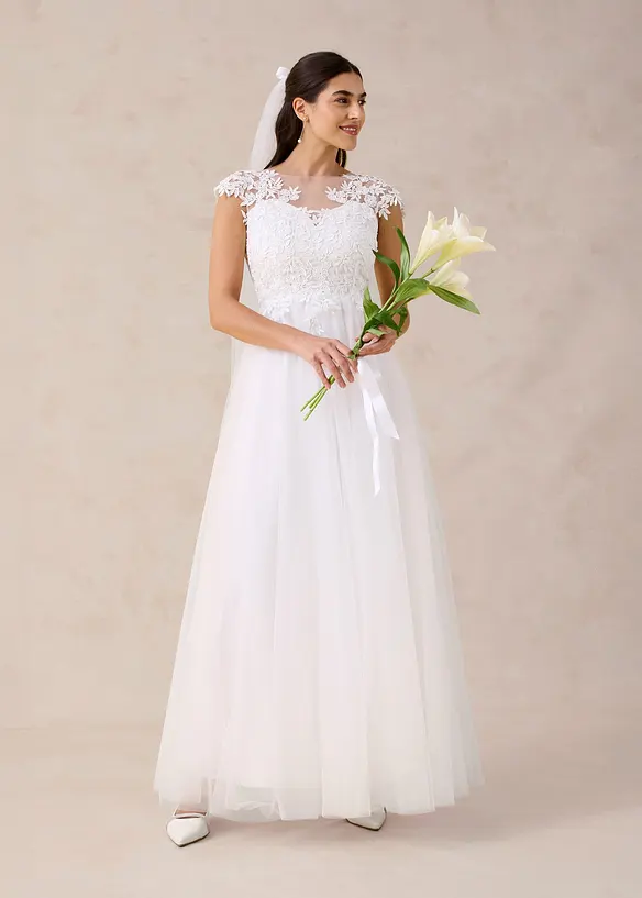 Brautkleid aus zartem T&uuml;ll mit Spitze, bonprix