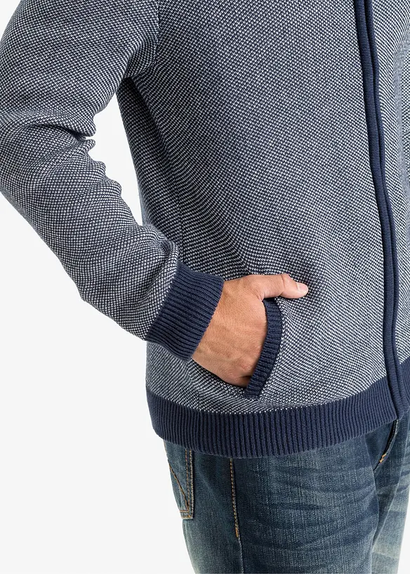 Gilet en maille 100% coton &agrave; col montant, bonprix