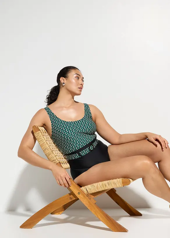 Medium Shape-Badeanzug mit G&uuml;rtel, bonprix