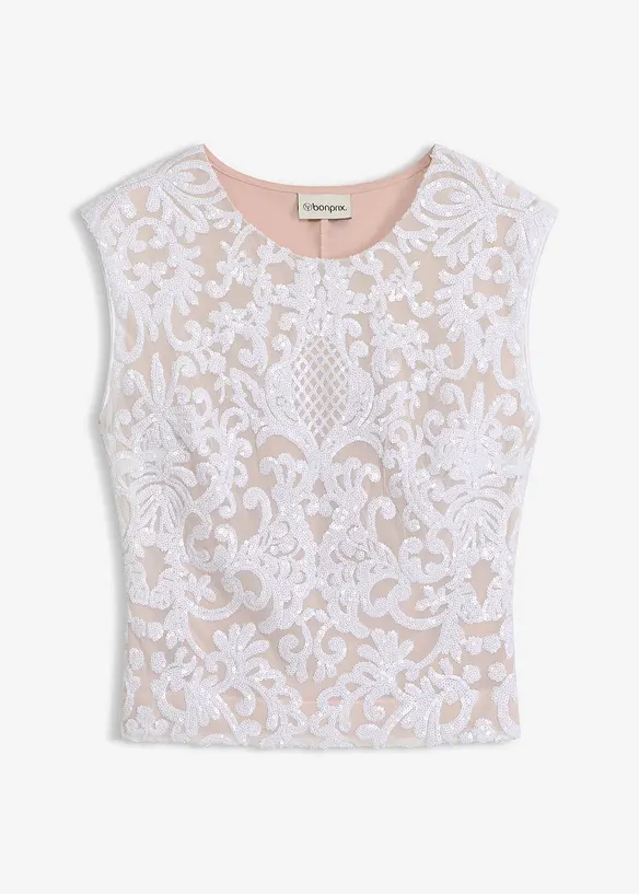 Top &agrave; dentelle brod&eacute; de sequins, bonprix