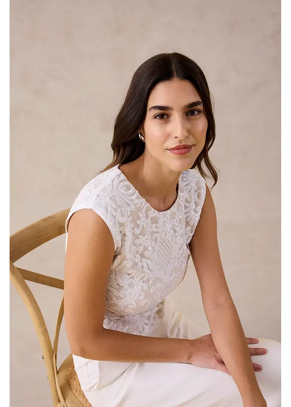 Top &agrave; dentelle brod&eacute; de sequins, bonprix