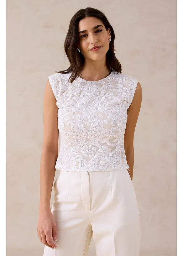 Top &agrave; dentelle brod&eacute; de sequins, bonprix