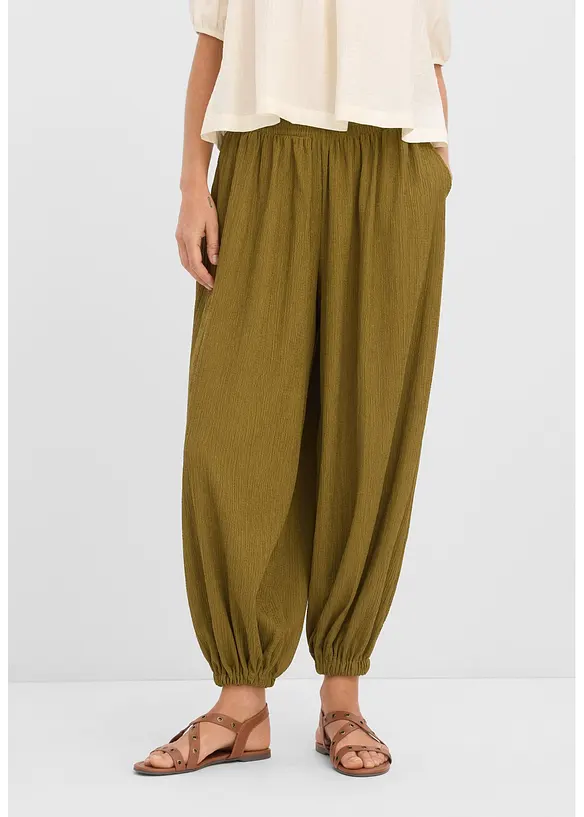 Haremshose aus strukturiertem Cr&ecirc;pe, bonprix