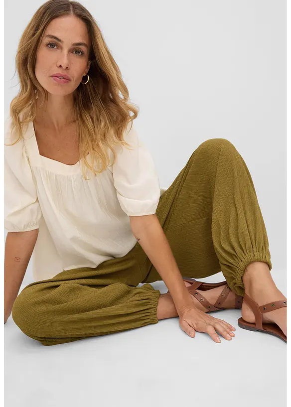 Haremshose aus strukturiertem Cr&ecirc;pe, bonprix