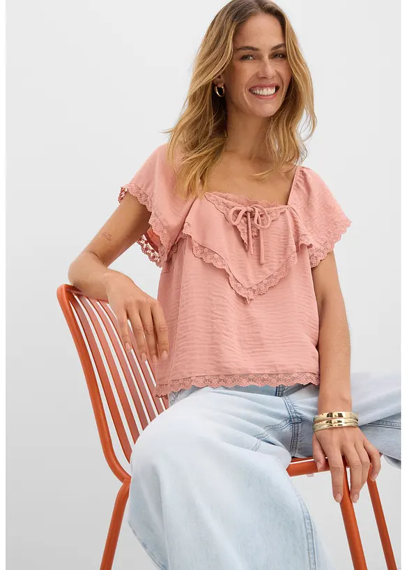 Blusentop aus leichtem Cr&ecirc;pe, bonprix