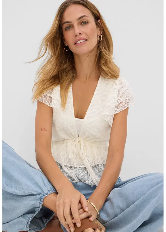 Kurzes Spitzenshirt, bonprix