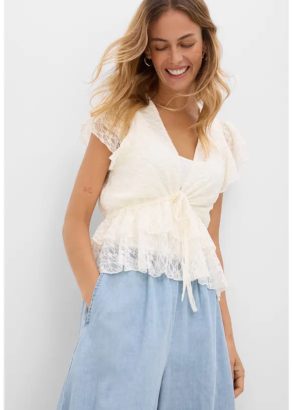 Kurzes Spitzenshirt, bonprix