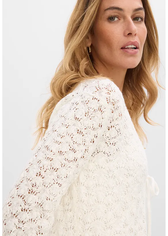 Ajour-Strickjacke aus reiner Baumwolle, bonprix