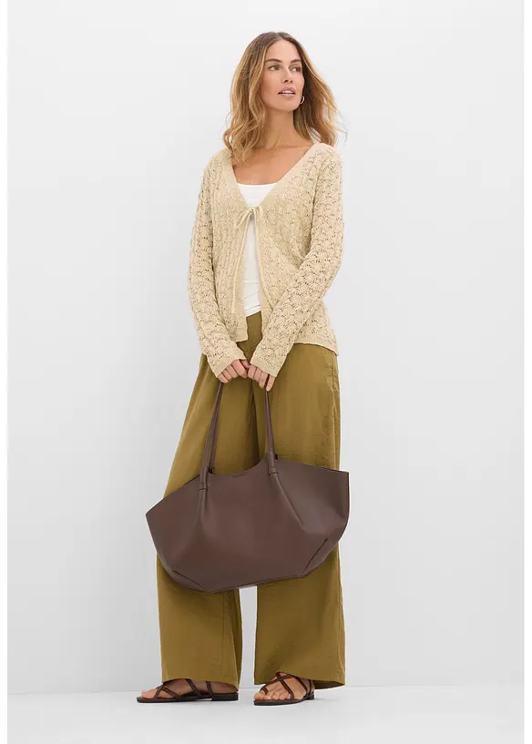 Ajour-Strickjacke aus reiner Baumwolle, bonprix