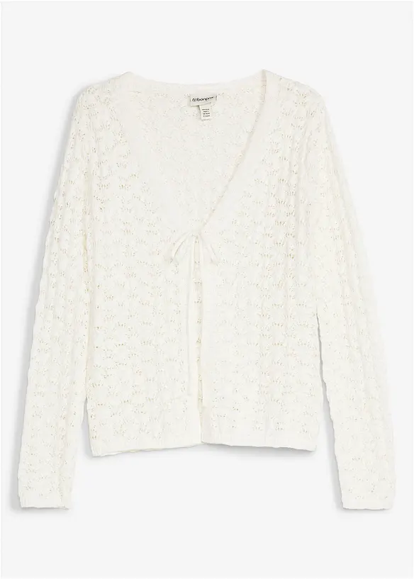 Ajour-Strickjacke aus reiner Baumwolle, bonprix