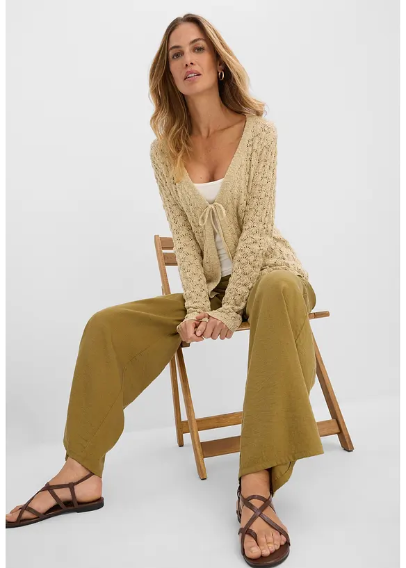 Ajour-Strickjacke aus reiner Baumwolle, bonprix