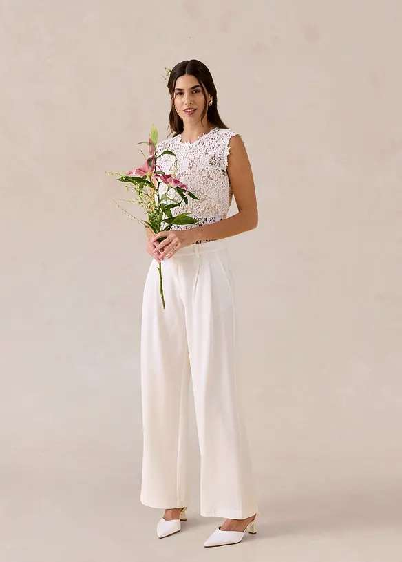 Pantalon large &agrave; pinces, bonprix