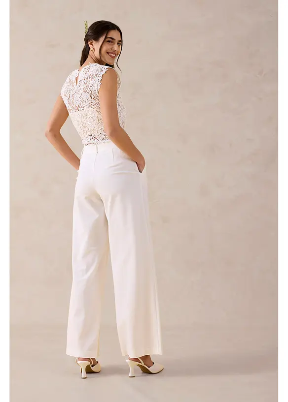 Pantalon large &agrave; pinces, bonprix