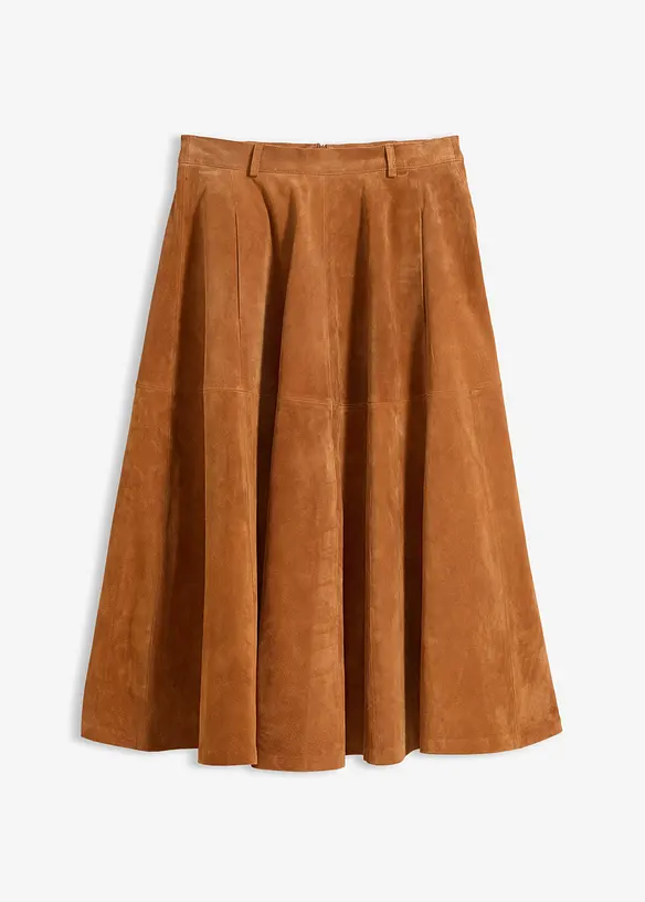 Midirock aus weichem Verloursleder, bonprix